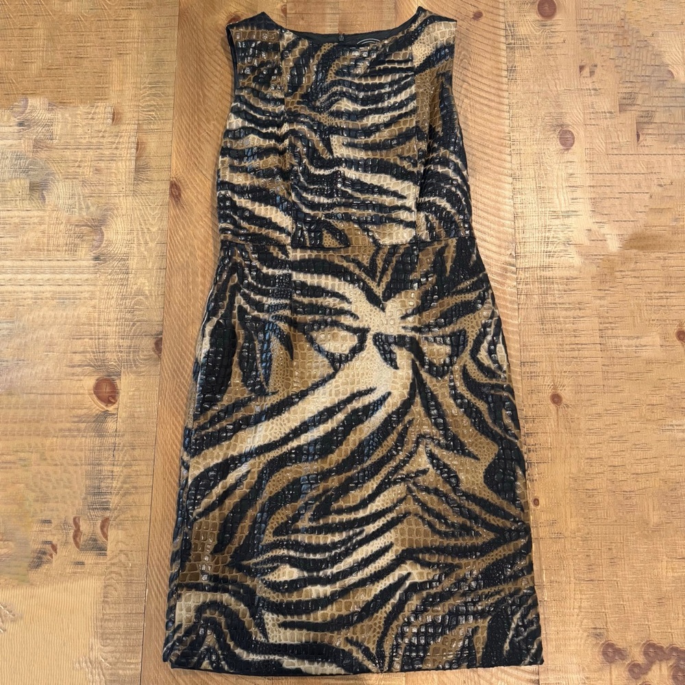 Selene Sport Animal Print Faux Leather Alligator Skin Zebra Dress Medium